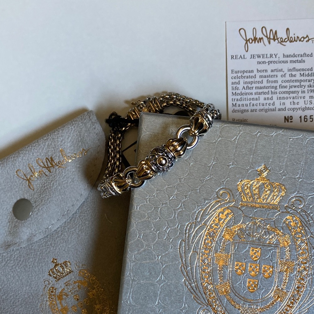 John Medeiros Silver and Gold Bracelet